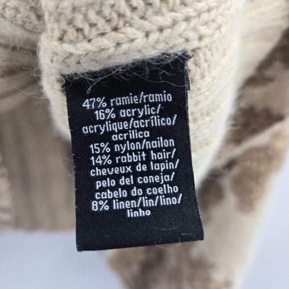 Vintage Calvin Klein Camel Brown Floral Turtleneck Metallic Sweater Medium - Picture 13 of 16